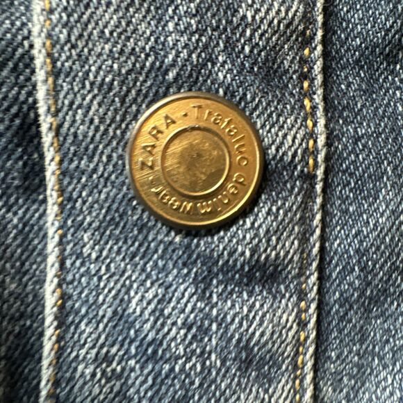 Zara Womens Blue Jean Denim Trafaluc Pockets Distressed Mini Skirt Size Small 26 - Picture 9 of 15